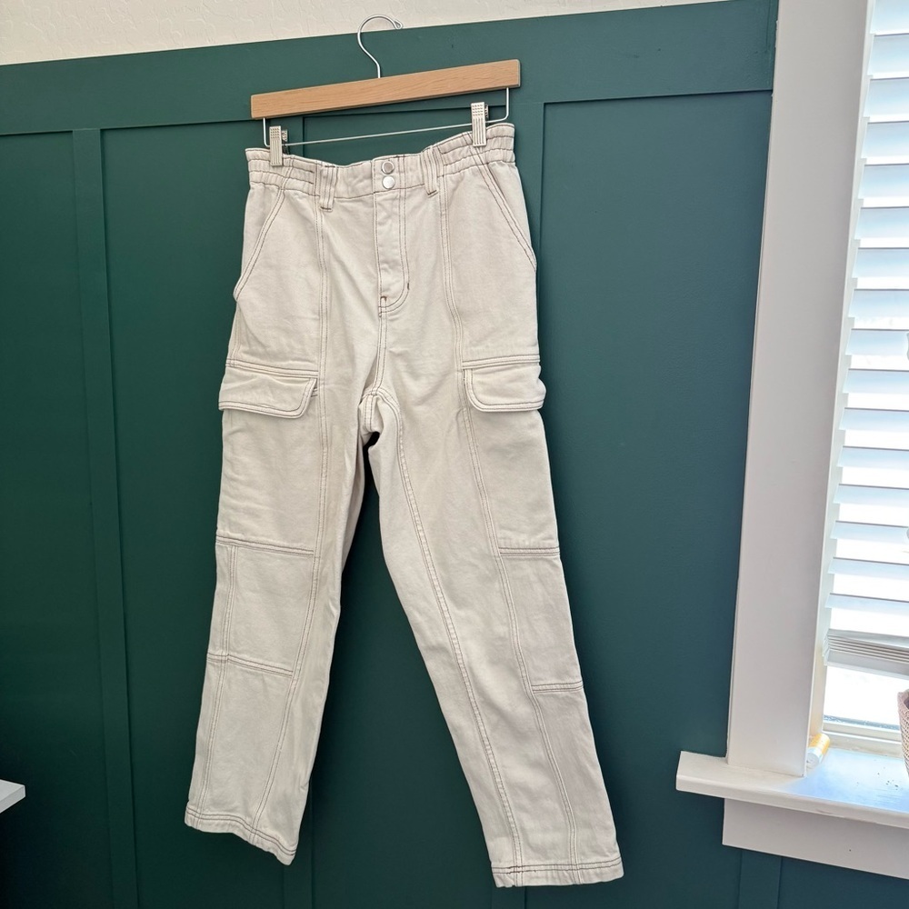 Pacsun Cream High Rise Cargo Jeans